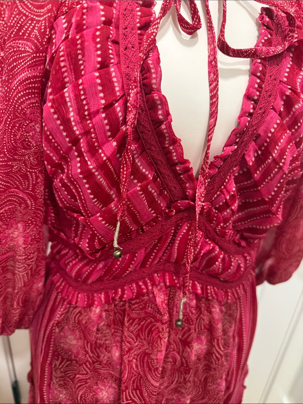 Free People Red “YOURE A JEWEL”  Maxi Dress - Picture 3 of 9